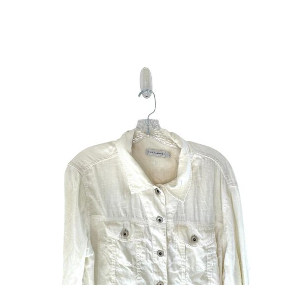 Cut Loose White Lagenlook Relaxed Linen Button Up Lightweight Jacket Size Medium - Picture 3 of 8